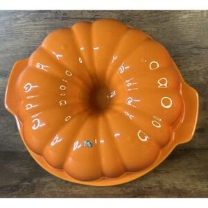 Parini Orange Bundt Pan Glazed Non Stick Stoneware Without Box Fast Safe Shippin